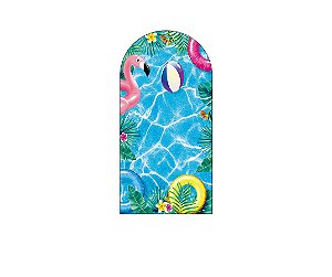 Painel De Festa Romano 1,00x2,00- Pool Party Flamingo e Boias 003