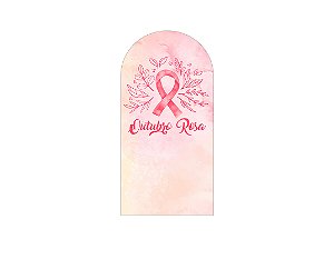 Painel De Festa Romano 1,00x2,00- Outubro Rosa Folhagens Aquarela 011