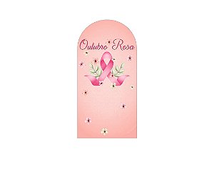 Painel De Festa Romano 1,00x2,00- Outubro Rosa com Flores Aquarela 021