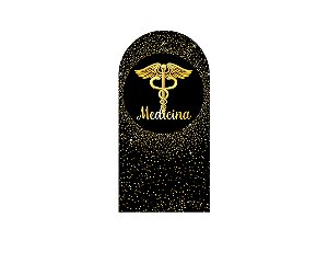 Painel De Festa Romano 1,00x2,00- Profissão Medicina Efeito Glitter Dourado 039