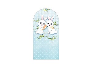 Painel De Festa Romano 1,00x2,00- Páscoa Azul Coelhinhos 003