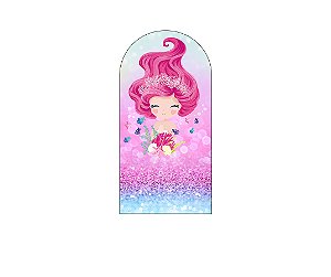 Painel De Festa Romano 1,00x2,00- Efeito Glitter Sereia Rosa 007