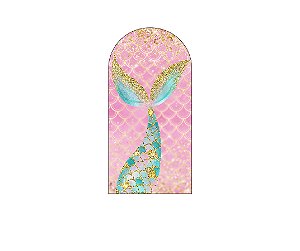 Painel De Festa Romano 1,00x2,00- Sereia Rosa e Verde 015