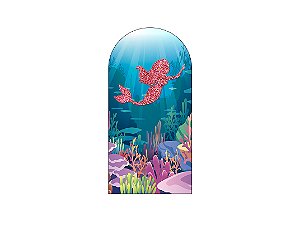 Painel De Festa Romano 1,00x2,00- Silhueta Sereia Efeito Glitter 017