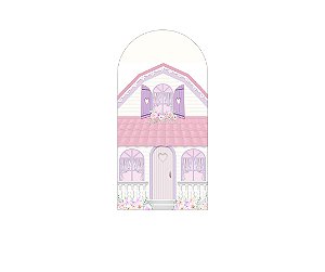 Painel De Festa Romano 1,00x2,00- Casinha de Bonecas Rosa e Lilás 010