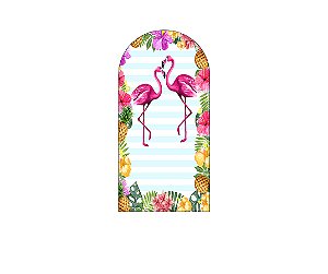 Painel De Festa Romano 1,00x2,00- Flamingo Tropical Duplo 014