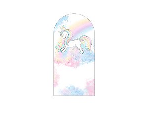 Painel De Festa Romano 1,00x2,00- Unicórnio Azul e Rosa Efeito Glitter 019