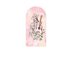 Painel De Festa Romano 1,00x2,00- Boiadeira Roupas Rosa Efeito Brilhos 048