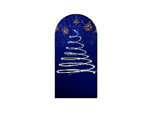 Painel Romano Veste Fácil 1,00x2,00 - Natal Azul Efeito Brilhos Dourados 021