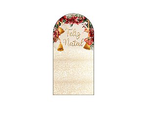 Painel Romano Veste Fácil 1,00x2,00 - Feliz Natal Sino e Flores Vermelhos 028
