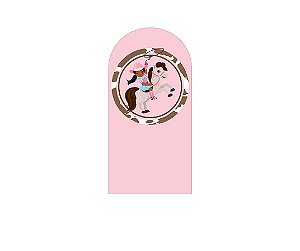 Painel Romano Veste Fácil 1,00x2,00 - Boiadeira e Cavalo Cute Rosa e Marrom 041