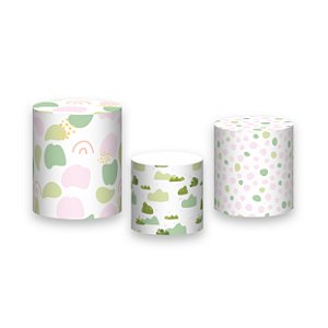 Trio De Capas De Cilindro - Bicho Preguiça Flor Rosa 063