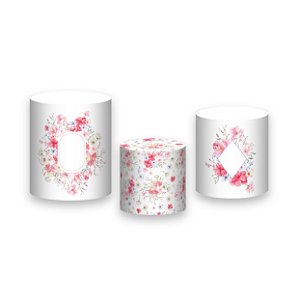 Trio De Capas De Cilindro - Floral Rosa Suave com Lilás 097