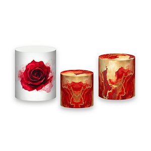 Trio De Capas De Cilindro - Efeito Vermelho com Dourado 119