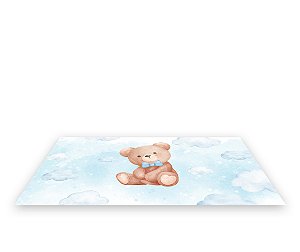 Painel De Festa Tapete Em Lona 2,50x1,35 - Chá De Bebê Ursinho Azul 010