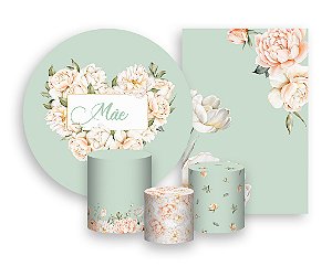 Kit 2 Painéis De Festa + Trio De Capas Cilindro - Dia das Mães Verde 024