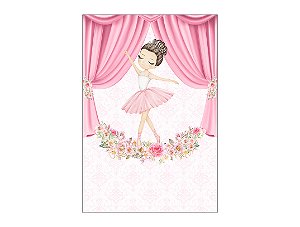 Painel De Festa Vertical 1,50 x 2,20 - Bailarina Morena Cortina e Flores 041