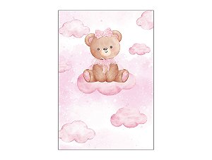 Painel De Festa Vertical 1,50 x 2,20 - Ursinha Nuvens Rosas 115