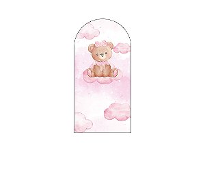 Painel De Festa Romano 1,00x2,00- Ursinha Nuvens Rosas 115