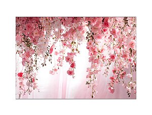 Fundo Fotográfico 2,20 x 1,50 - Rosa Desfocado com Flores Caindo 210