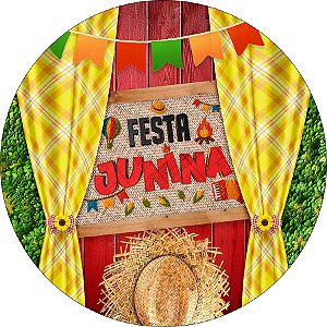 Painel De Festa Redondo 1,50x1,50 - Festa Junina Arraiá Cortina 041
