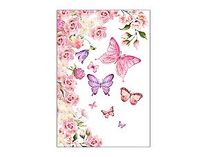 Painel De Festa Vertical 1,50 x 2,20 - Meia Lua de Flores e Borboletas Rosa 158