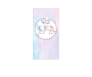 Painel De Festa Vertical 1,00 x 2,00 - Elefantinhos com Balões Azul e Rosa 058