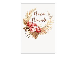 Painel De Festa Vertical 1,50 x 2,20 - Floral Boho Mocha Nosso Noivado 048