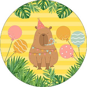 Painel De Festa Redondo 1,50x1,50 - Capivara Festeira 075