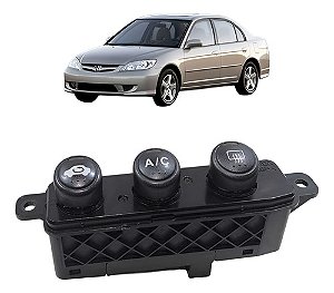 Botão Ar Condicionado Desembaçador Honda Civic 2002 A 2006 Preto