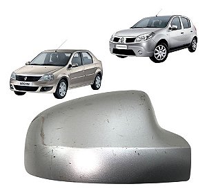Capa Retrovisor Renault Sandero Logan Lado Direito Prateado