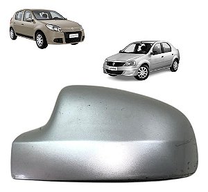 Capa Retrovisor Renault Sandero Logan Lado Esquerdo Cinza-escuro