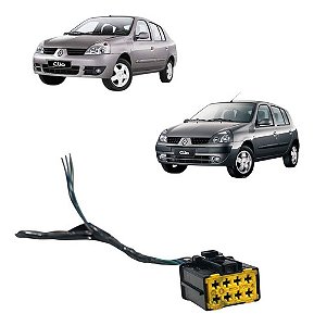 Chicote Conector Plug Botão Pisca Alerta Renault Clio 2005 Preto