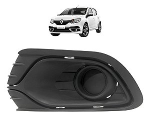 Grade Farol Milha Esquerdo Sandero Logan 2014 2015 2016 2017 Preto Esquerdo