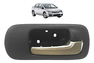 Maçaneta Puxador Interno Direito Honda Civic 2001 A 2007 Preto Dianteira/traseira