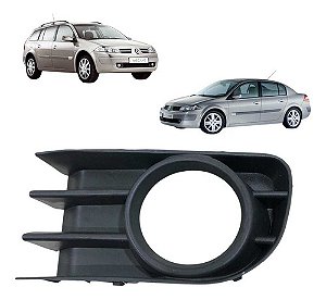 Moldura Grade Farol Milha Esquerdo Megane 2007 2008 Até 2012 Preto Esquerdo