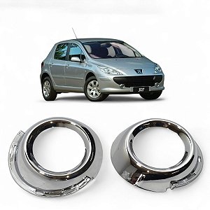 Par Moldura Farol De Milha Peugeot 307 2007/2012 Cromado