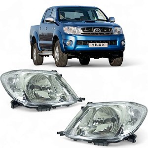 Par De Farol Toyota Hilux 2005 2006 2007 2008 a 2011 Cristal