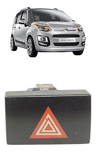 Botão Central Pisca Alerta Citroën C3 Picasso 2010 A 2015 Preto