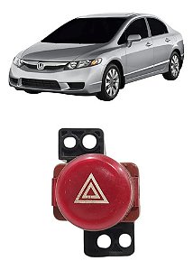 Botão Pisca Alerta Honda New Civic 2009 2010 2011 2012 2013 Vermelho