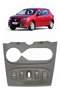 Moldura Comando Ar Botões Sandero 2015 2016 2017 2018 2019 Cinza