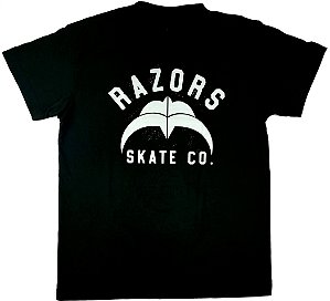 Camiseta Razors Skate Company Preta com Brasão Cinza