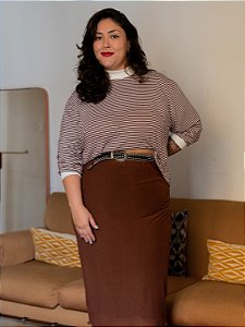 BLUSA MANGA LONGA LISTRADA | MARROM