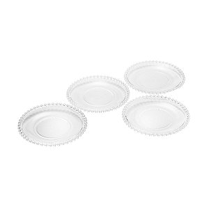 Conjunto com 4 Pratos Sobremesa de Cristal Wolff Pearl