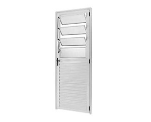 PORTA MISTA COM BASCULANTE ALUMINIO BRANCO 80 CM D PRISMA