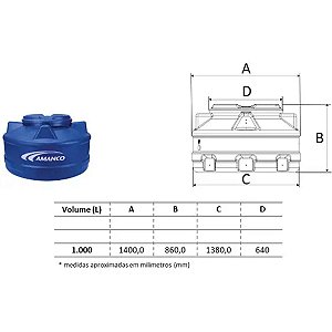 CAIXA D'AGUA TAMPA ROSCA 1000 LITROS AMANCO
