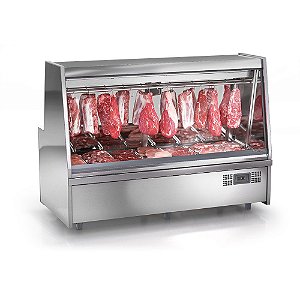 Balcão para Açougue - Inox - 2 Metros - Com 2 Tendais - Linha Turino - Vidro Reto - GATS-200-AI