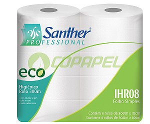 Papel Higiênico Folha Simples Rolo 8x 300m Eco IHR08