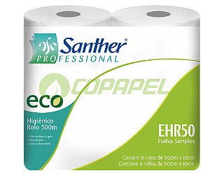 Papel Higiênico Folha Simples Rolo 8x 500m Eco EHR50