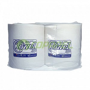 Papel toalha branco multi uso 22cm x 400m pacote c/ 2 rolos Towel HR